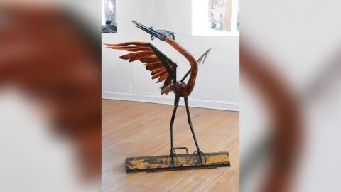 A bird sculpture from a 2018 Art of Peace exhibition in Alameda County, California.