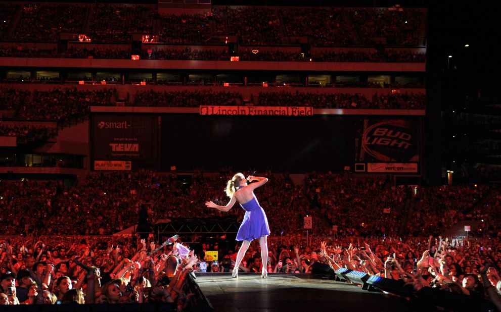 Swift sings for a sold-out crowd in her home state of Pennsylvania in 2011.