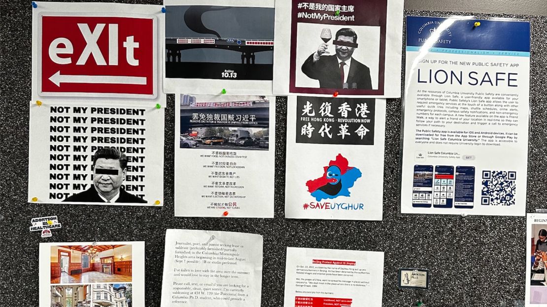 Anti-Xi posters at a university in New York.