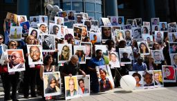 The families of the victims of the Ethiopian Airlines crash of the Boeing 737 Max jet held a vigil in front of the US Department of Transportation headquarters in Washington, DC on Sept. 10, 2019.