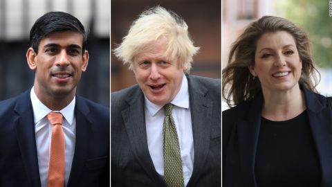 Johnson's withdrawal from the race leaves Rishi Sunak (L) and Penny Mordaunt (R) as the remaining contenders. 