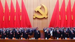 Xi Jinping and China's top Communist Party leaders attend the closing session of the 20th National Congress of the Communist Party in Beijing on October 22, 2022.