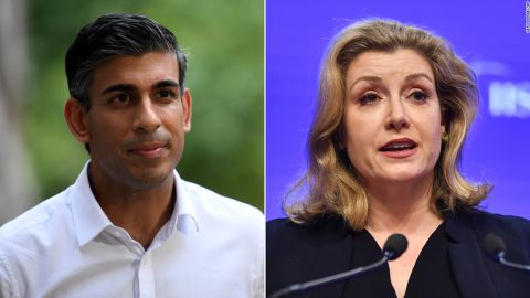 Boris Johnson's exit from the race leaves Rishi Sunaka (L) and Penny Mordaunt (R) as the remaining contenders. 