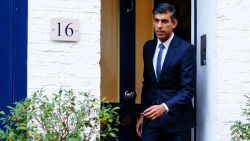 Britain's former finance minister Rishi Sunak, who has emerged as the front-runner to be the country's next prime minister, leaves his home in London, Monday, October 24, 2022.