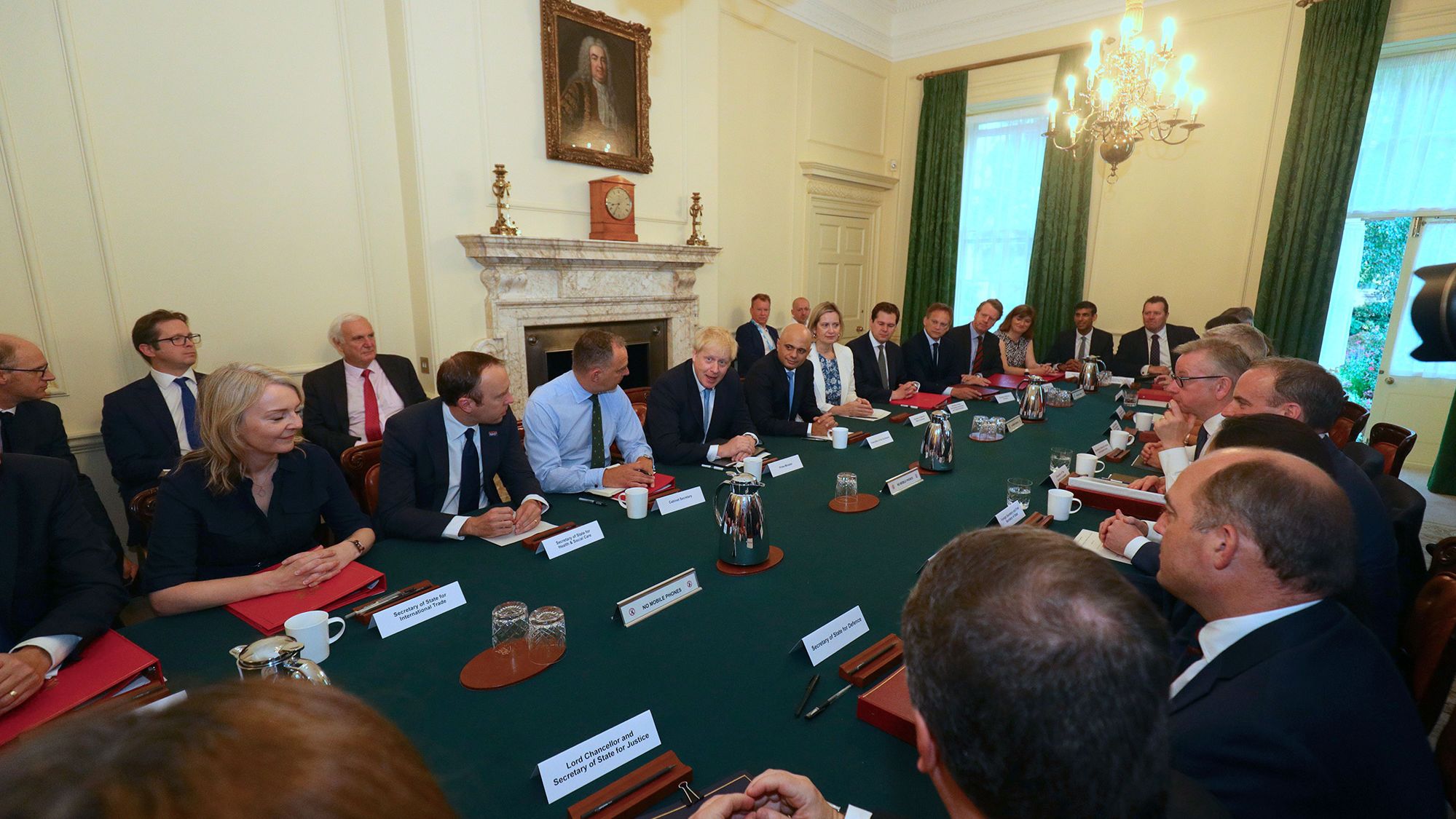 Johnson, as Prime Minister, holds his first Cabinet meeting in London in July 2019. Johnson appointed Sunak, seen on the right, as chief secretary to the Treasury.