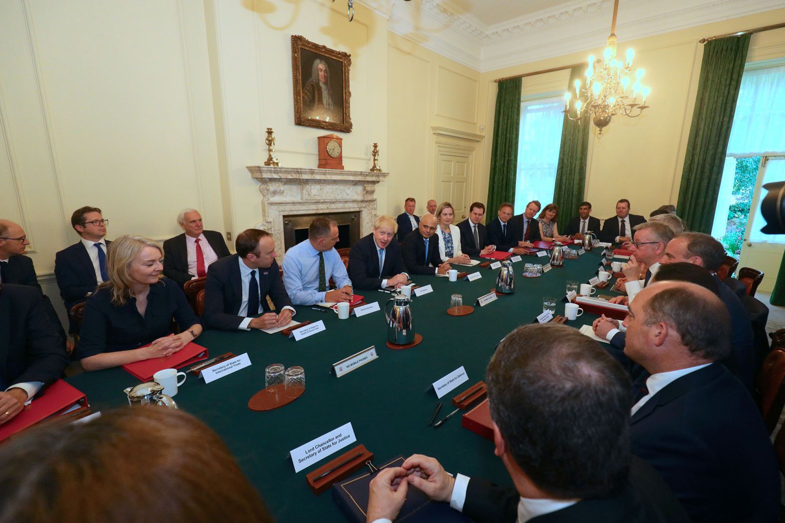 Johnson, as Prime Minister, holds his first Cabinet meeting in London in July 2019. Johnson appointed Sunak, seen on the right, as chief secretary to the Treasury.