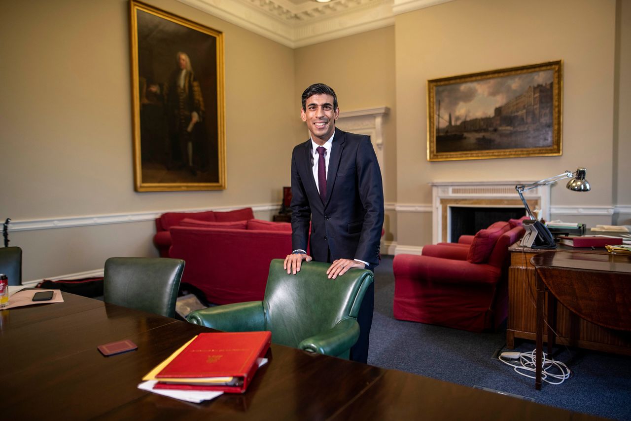 Sunak poses for a picture at the Treasury Office in London in March 2020. Johnson promoted Sunak to chancellor in 2020.