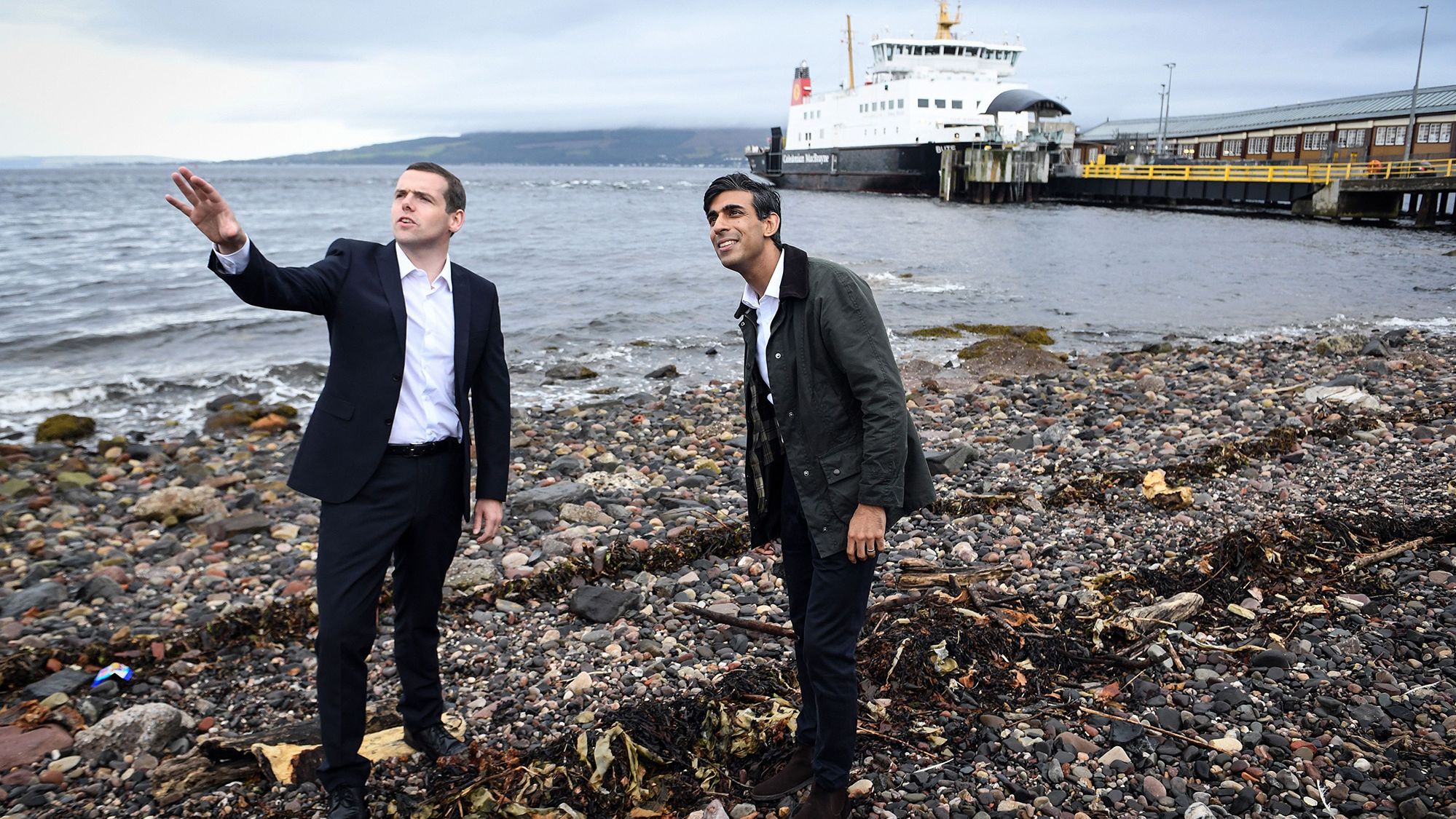 Douglas Ross, leader of the Scottish Conservative Party, meets with Sunak at Wemyss Bay on the west coast of Scotland in August 2020.