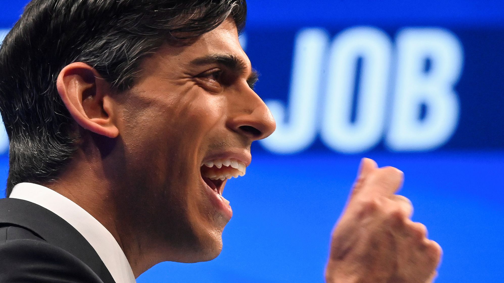 Sunak delivers a speech during the annual Conservative Party Conference in Manchester in October 2021.