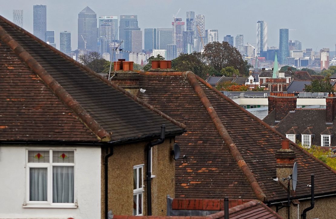 Homes are pictured in south London, on October 3, 2022. 