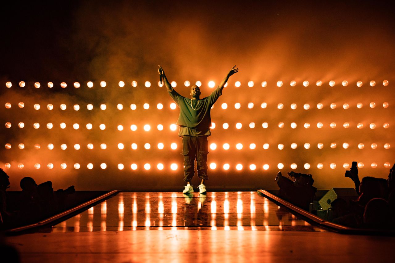Kanye West performs onstage at the iHeartRadio Music Festival in 2015.