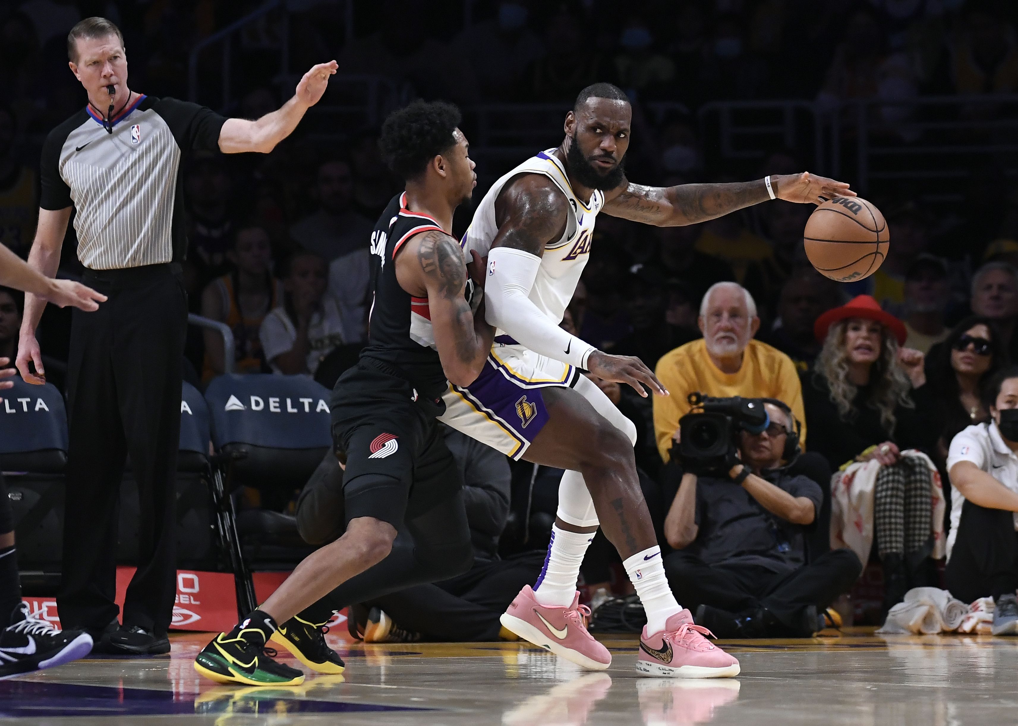 LeBron James Suits Up in Louis Vuitton Derby Shoes at Lakers Game