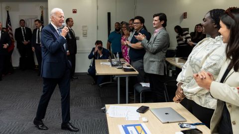 WASHINGTON, DC - OCTOBER 24: U.S. President Joe Biden speaks at the headquarters of the Democratic National Committee (DNC) October 24, 2022 in Washington, DC. Biden spoke to staff and volunteers about the midterm elections, which are now two weeks away. 