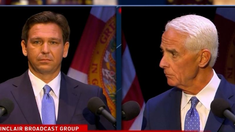 Video: Awkward moment between DeSantis and Crist during debate