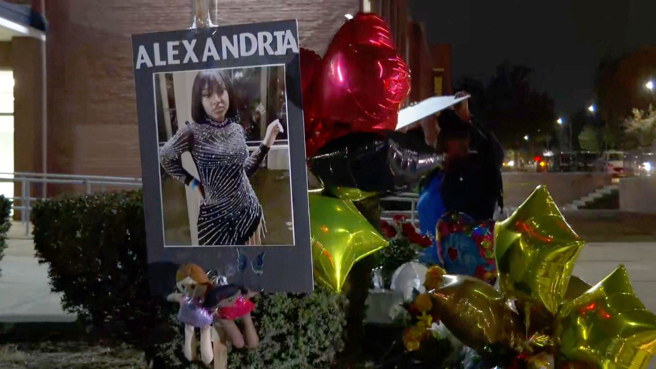 Mourners set up a memorial in honor of Alexandria Bell, who was killed weeks before her 16th birthday.