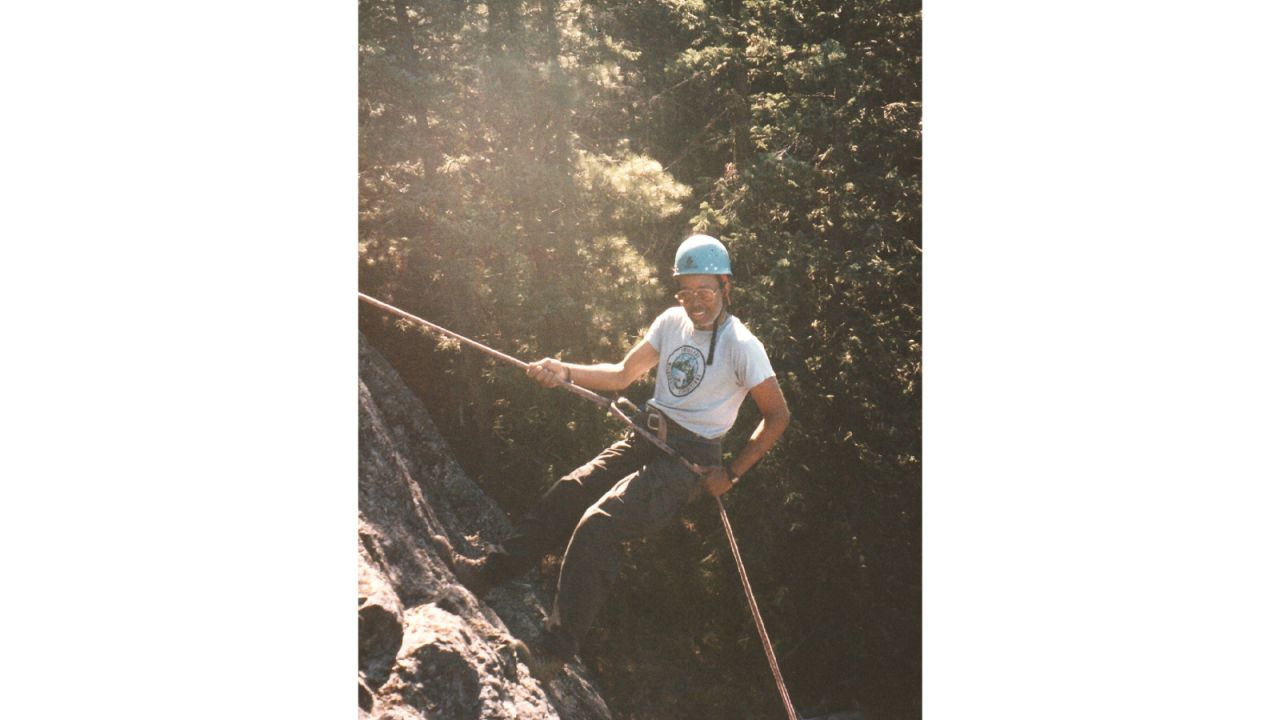 <strong>New heights: </strong>Harris climbing at  the Alpine Ascents Mountaineering School in the North Cascades, a section of the Cascade Range of western North America, in 1996.