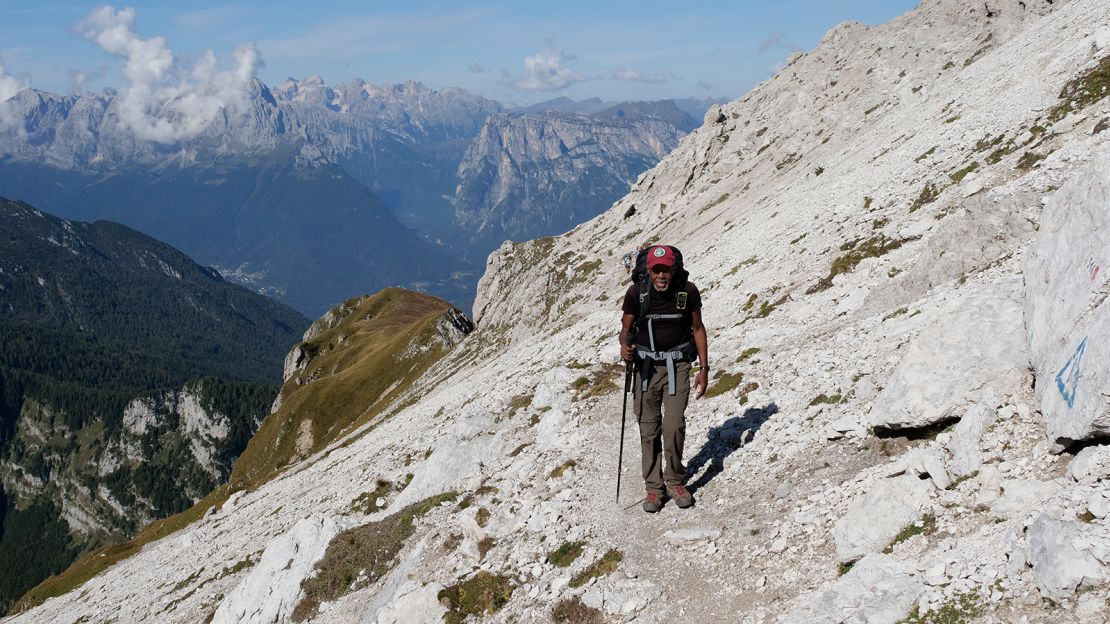 Harris visited the Dolomites, a mountain range in the northern Italian Alps, in 2018.