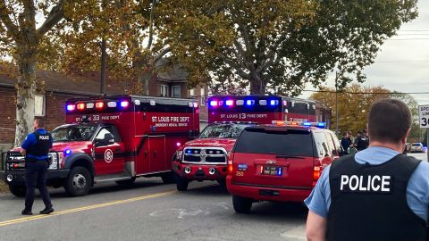 Fire department vehicles seen following a high school shooting on October 24, 2022.