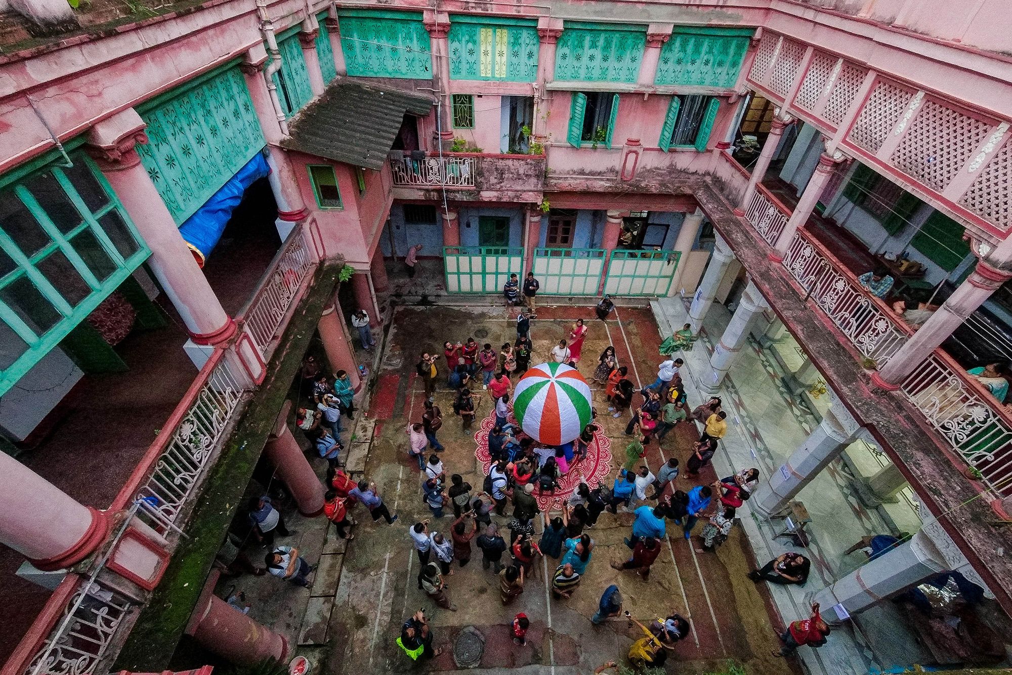 People release handmade lanterns in Kolkata.