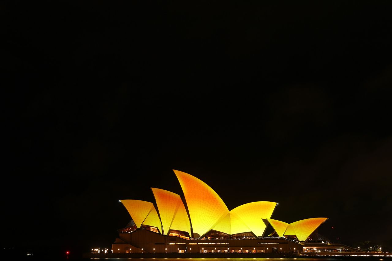 Australia's iconic Sydney Opera House is illuminated gold to mark the start of Diwali.