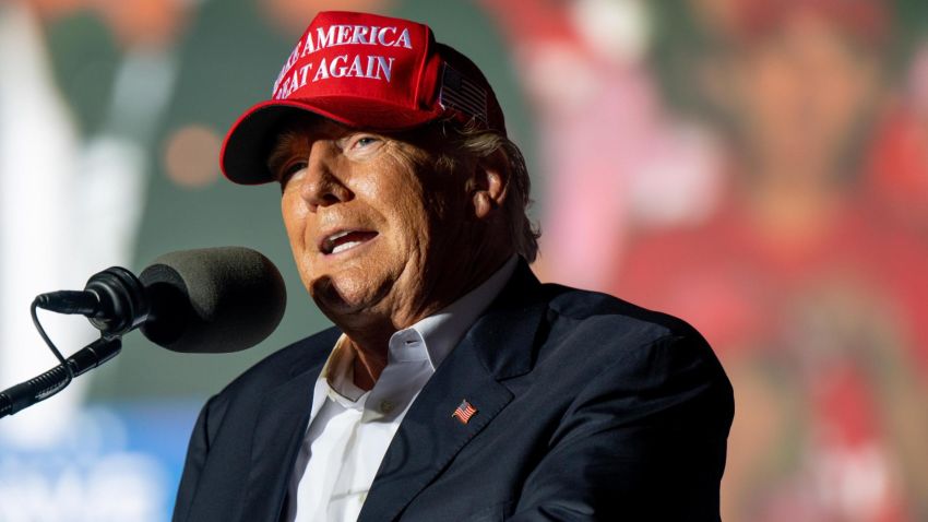 ROBSTOWN, TEXAS - OCTOBER 22: Former U.S President Donald Trump speaks at a 'Save America' rally on October 22, 2022 in Robstown, Texas. The former president, alongside other Republican nominees and leaders held a rally where they energized supporters and voters ahead of the midterm election. (Photo by Brandon Bell/Getty Images)