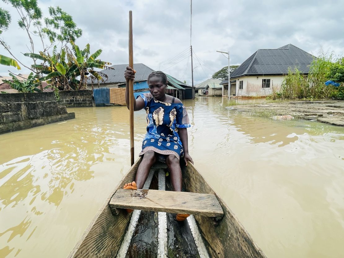 Igbomiye Zibokere and her children have lost their home to the floods.