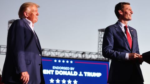 Arizona GOP Senate hopeful Blake Masters gets a boost from Donald Trump's super PAC 4 Republican candidate for US Senate Blake Masters speaks as former President Donald Trump looks on at a campaign rally at Legacy Sports USA on October 09, 2022 in Mesa, Arizona.