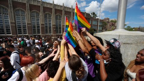 High school students protest Florida's "Don't Say Gay" bill.