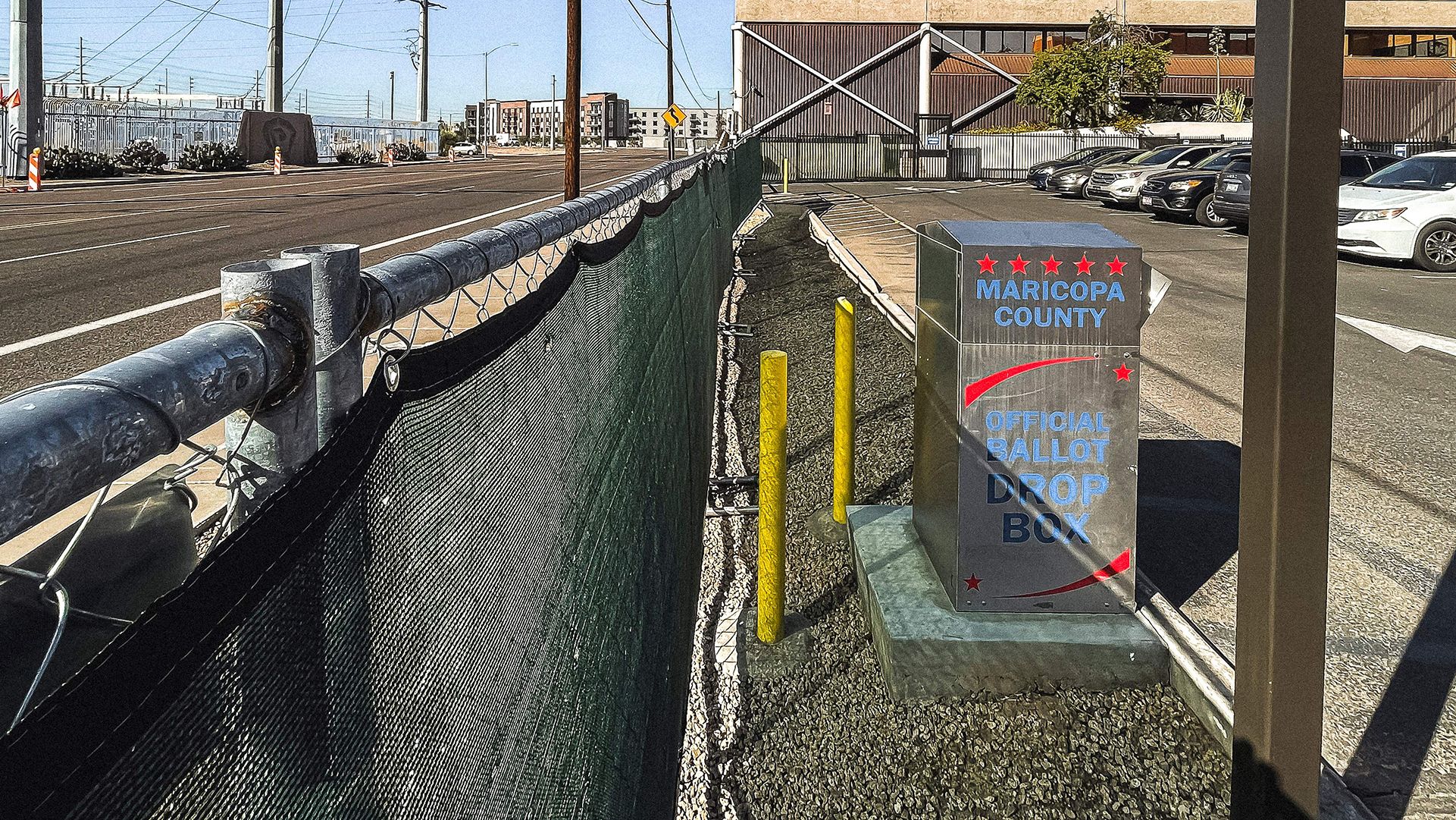 Fences surround the Maricopa County Tabulation and Elections Center in Phoenix on October 25, 2022.