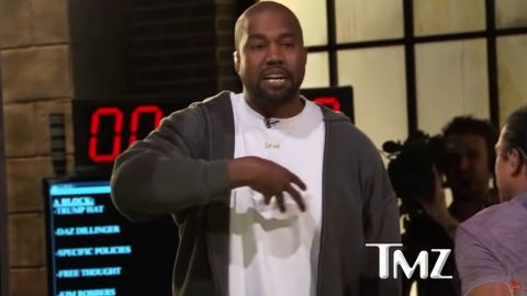 Kanye West at the TMZ offices in 2018.