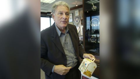 Bob Bernstein holds an original Happy Meal box at his office in 2004. Bernstein invented the Happy Meal.