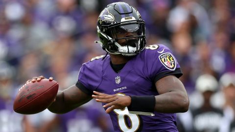 Jackson drops back to pass against the Cleveland Browns at M&T Bank Stadium in Baltimore on October 23.