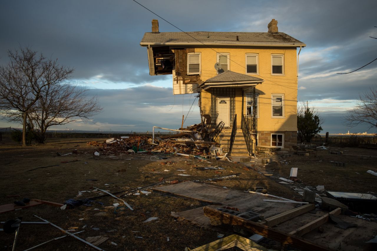 The remains of a destroyed home are seen in Union Beach, New Jersey, on November 8, 2012.