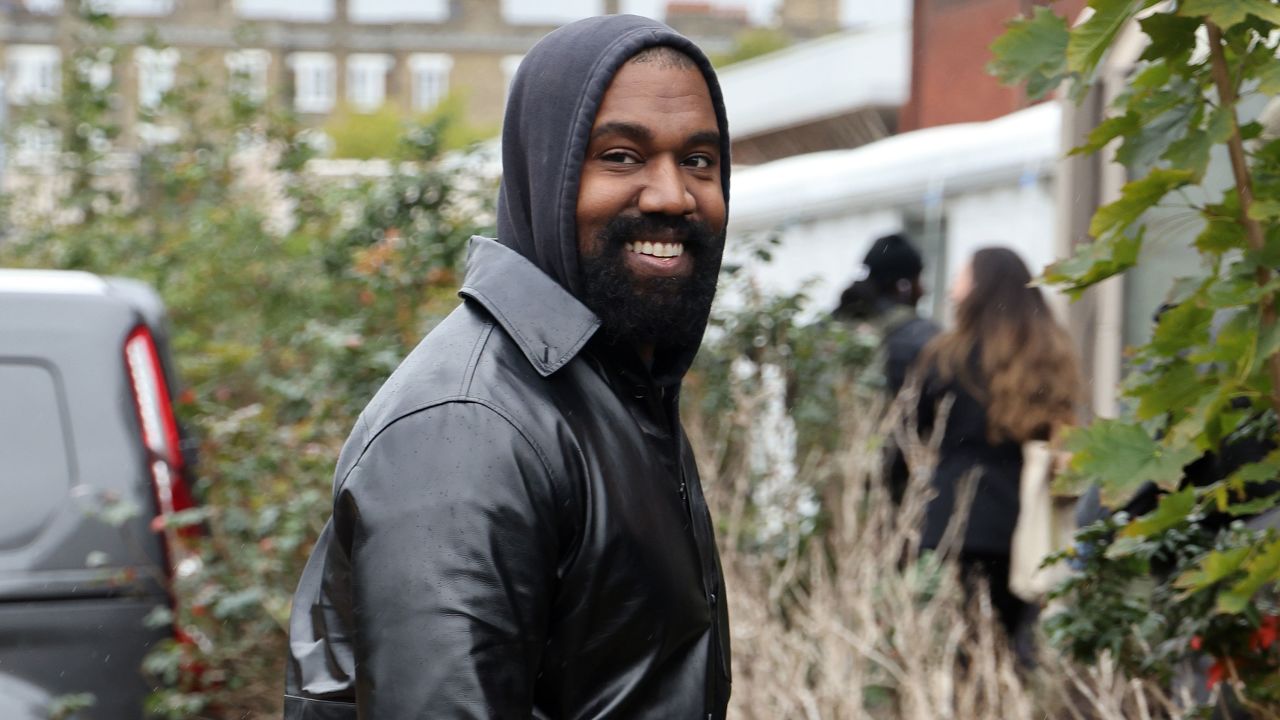 Kanye West is seen during London Fashion Week on September 26.