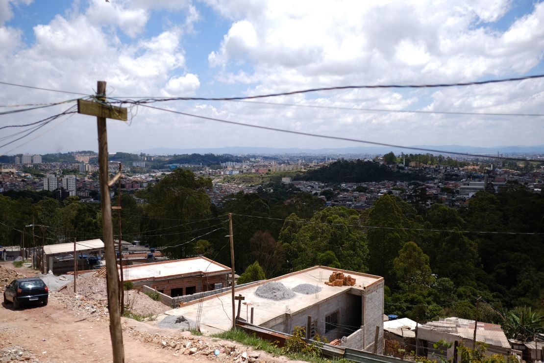 The center of wealthy São Paulo is barely visible from the Nova Vitoria Esperança Community, on the city's eastern edge.