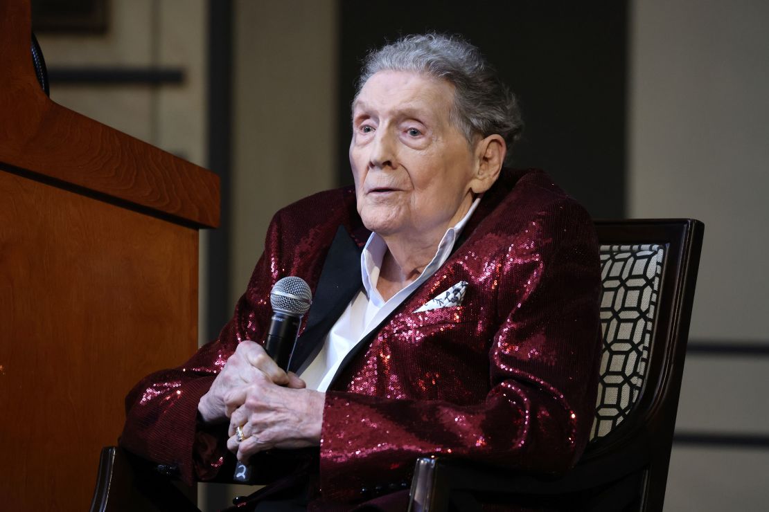 Jerry Lee Lewis speaks at the Country Music Hall of Fame 2022 inductees presented by CMA at Country Music Hall of Fame and Museum on May 17, 2022 in Nashville, Tennessee.