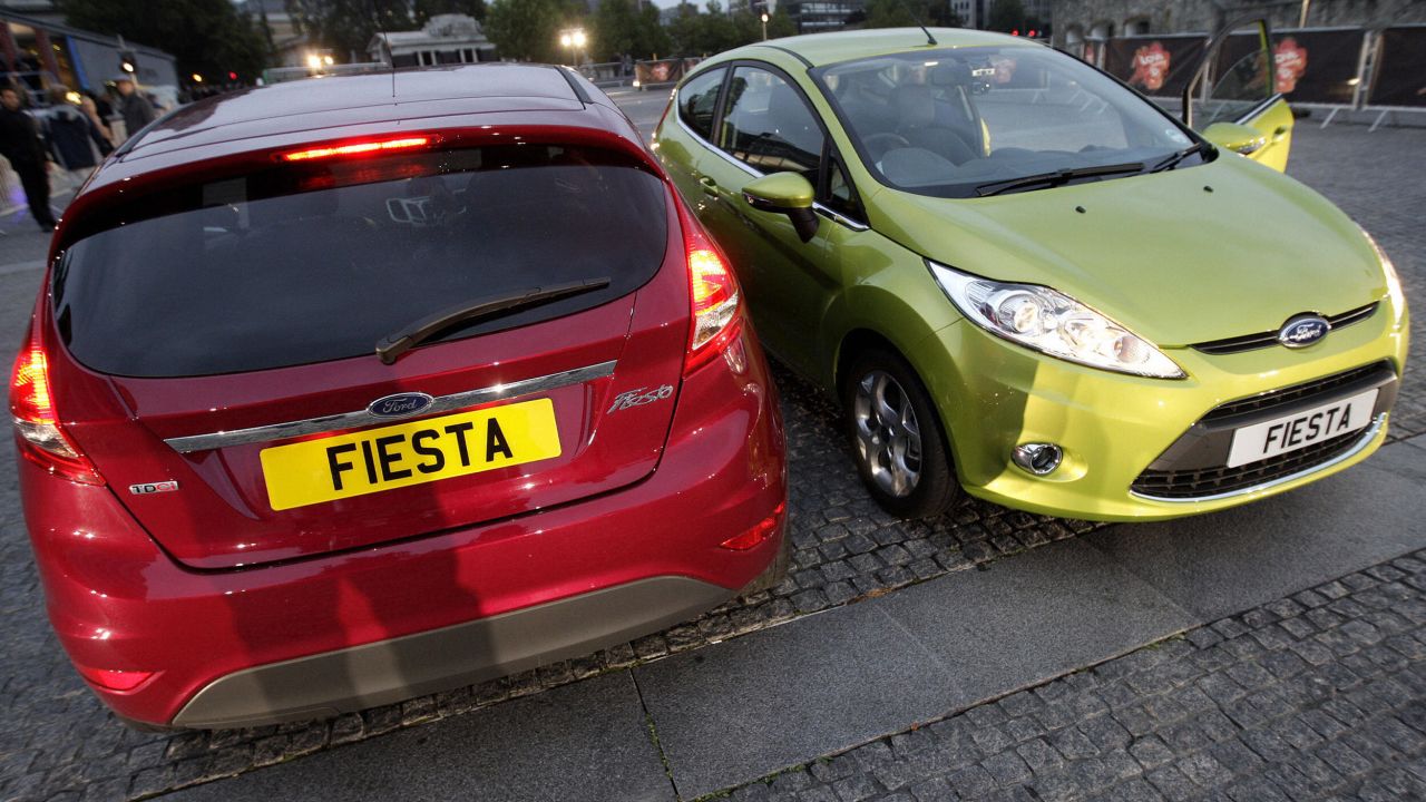 The new Ford Fiesta car is pictured in the courtyard of the Tower of London, on September 30, 2008. AFP PHOTO/Shaun Curry (Photo credit should read SHAUN CURRY/AFP via Getty Images)