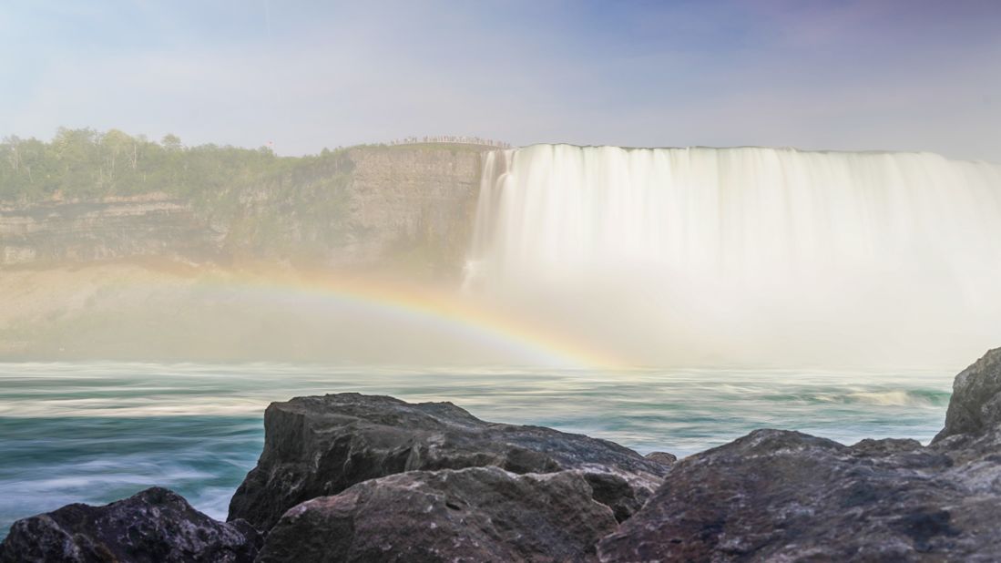 <strong>Spray and rainbows: </strong>Niagara Falls, as seen from the power station's viewing platform.