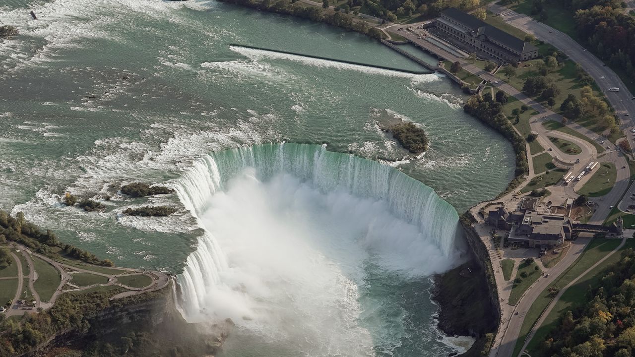 <strong>From above: </strong>An aerial view shows Niagara's Horseshoe Falls and the Niagara Parks Power Station alongside.