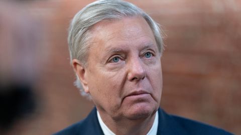 Sen. Lindsey Graham, R-S.C., speaks with reporters on Capitol Hill in Washington, March 16, 2022. 