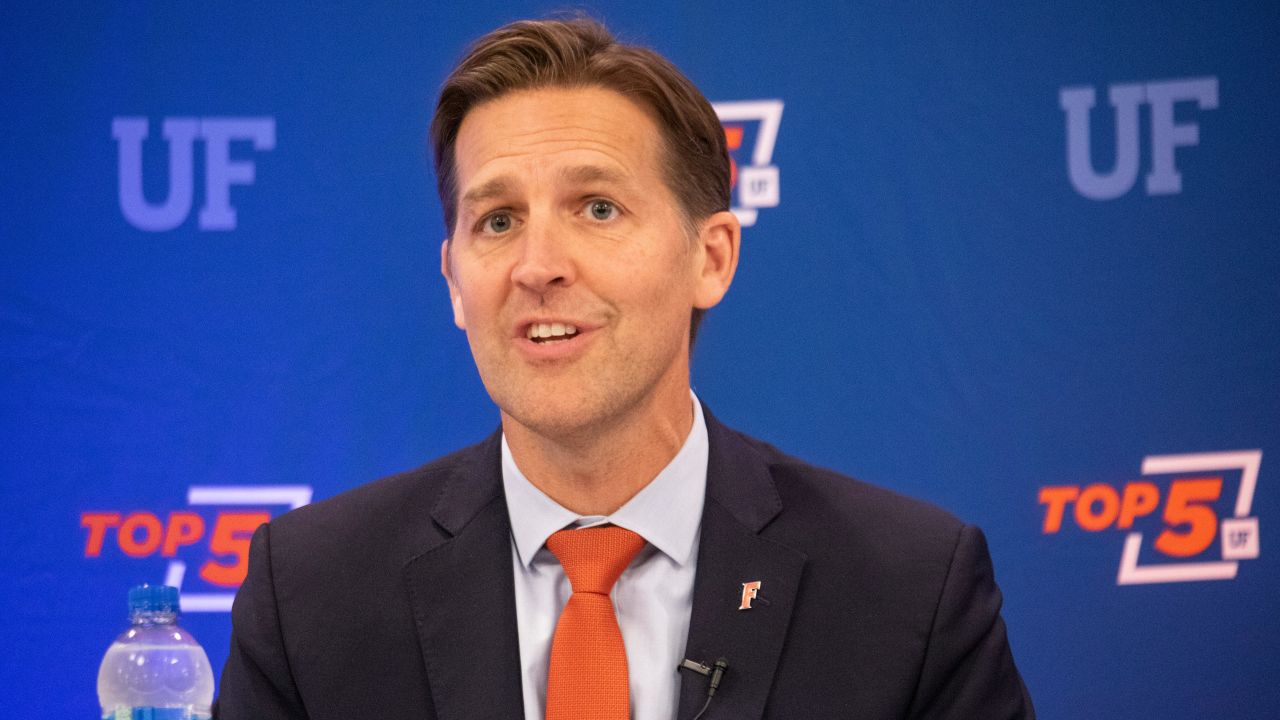 US Sen. Ben Sasse answers questions during an open forum discussion at Emerson Alumni Hall in Gainesville, Florida, on October 10.