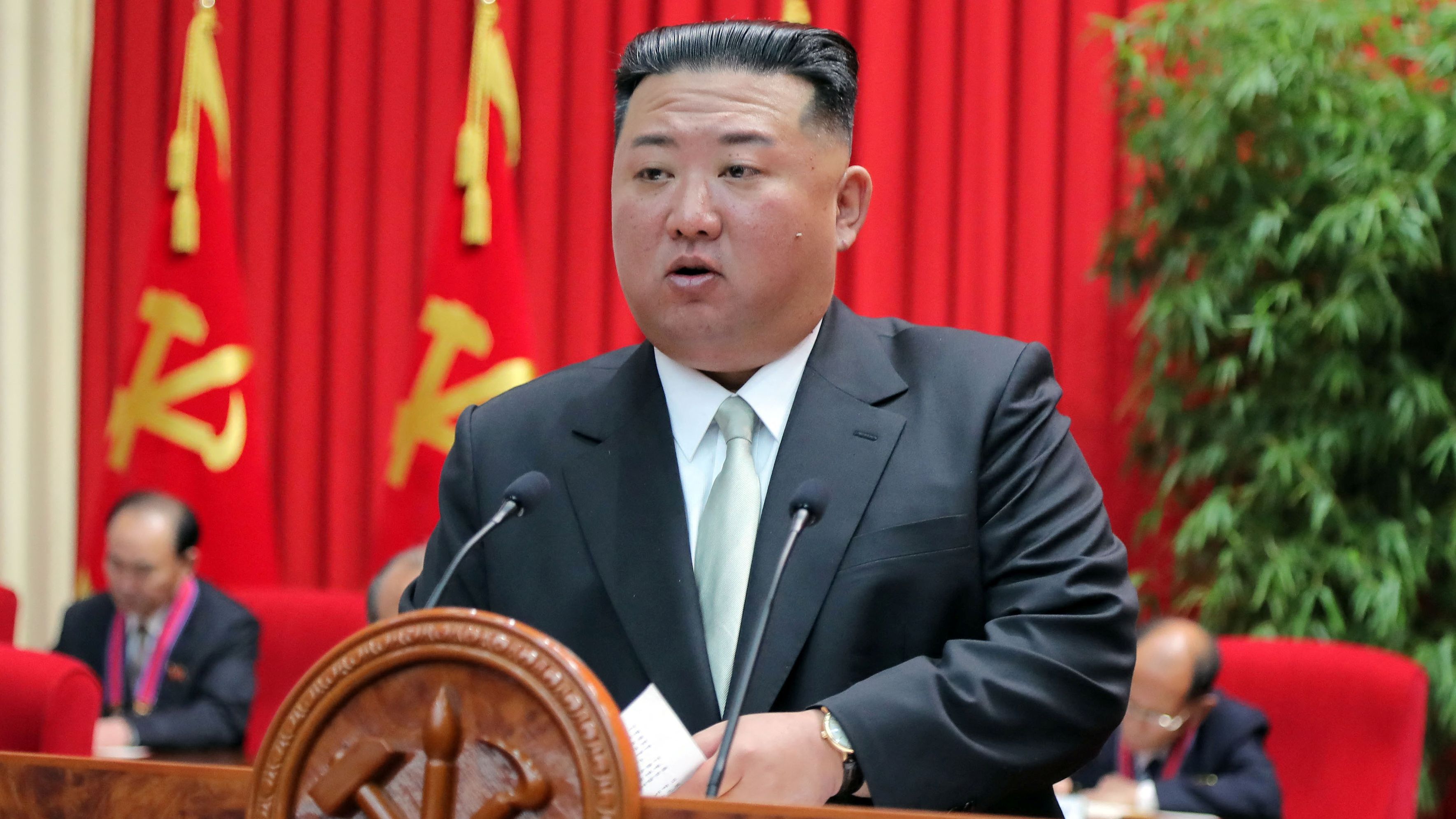 North Korean leader Kim Jong Un speaking in Pyongyang, North Korea, in an undated photo released  October 18 by the state-run Korean Central News Agency.