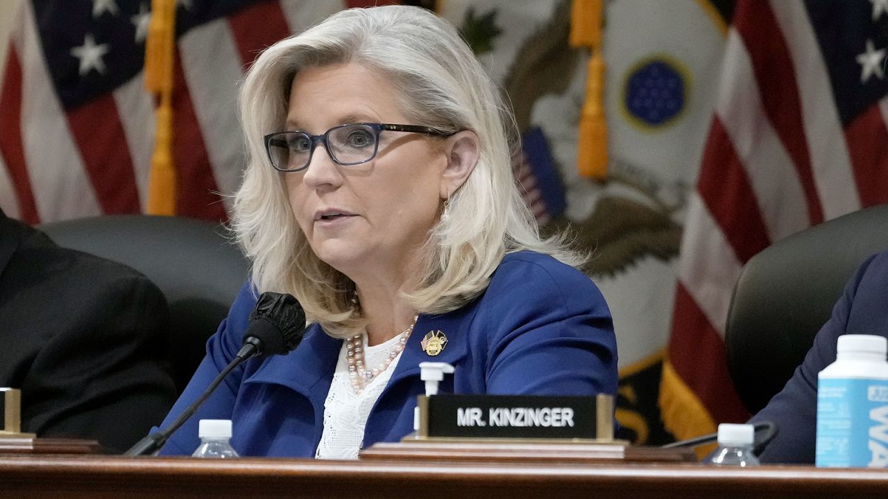 Rep. Liz Cheney delivers remarks during a hearing by the House select committee to investigate the January 6 attack on the US Capitol on October 13, 2022, in Washington, DC. 
