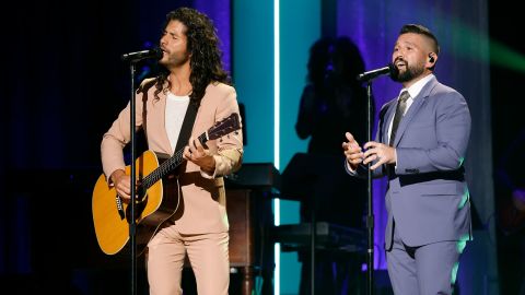 Dan Smyers and Shay Mooney of Dan + Shay perform during the 15th Annual Academy Of Country Music Honors at Ryman Auditorium on August 24, 2022 in Nashville, Tennessee.
