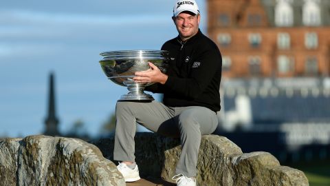 New Zealand golfer Ryan Fox of New Zealand poses on the Swilcan Bridge after winning the Alfred Dunhill Links Championship at St. Andrews in October.