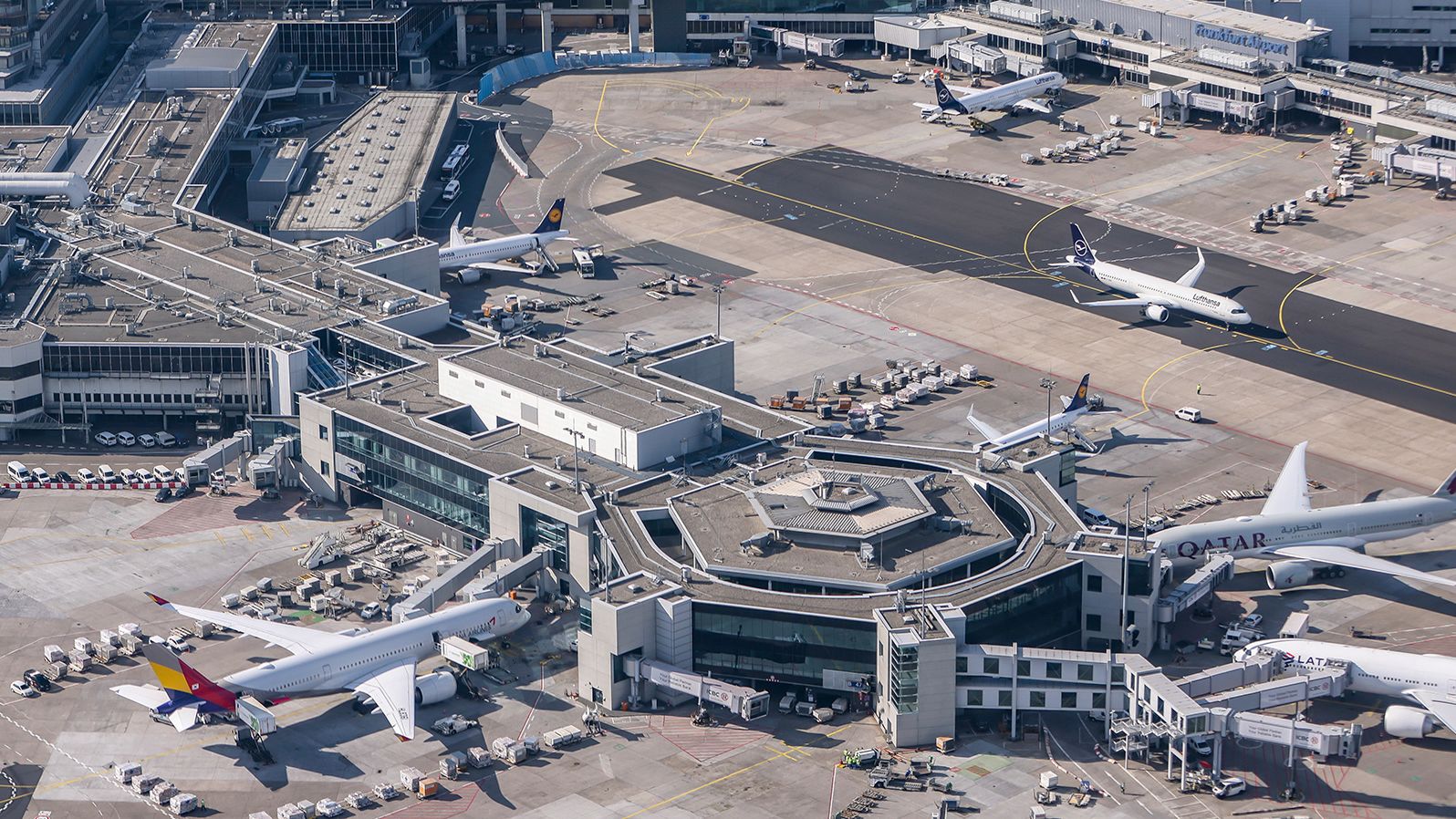 Frankfurt airport in Germany, where a body was discovered in a plane's undercarriage on Thursday.