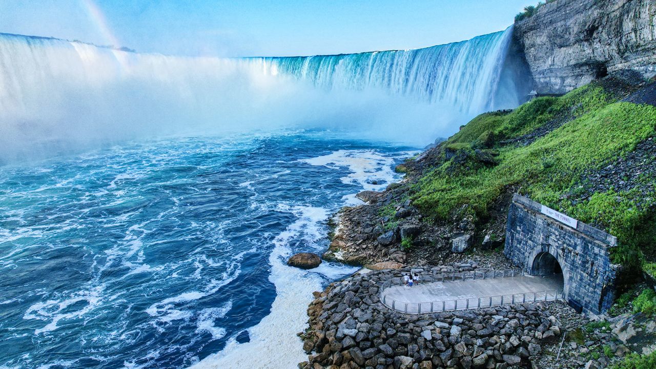 Tourists can now walk out onto a platform to view Niagara Falls.