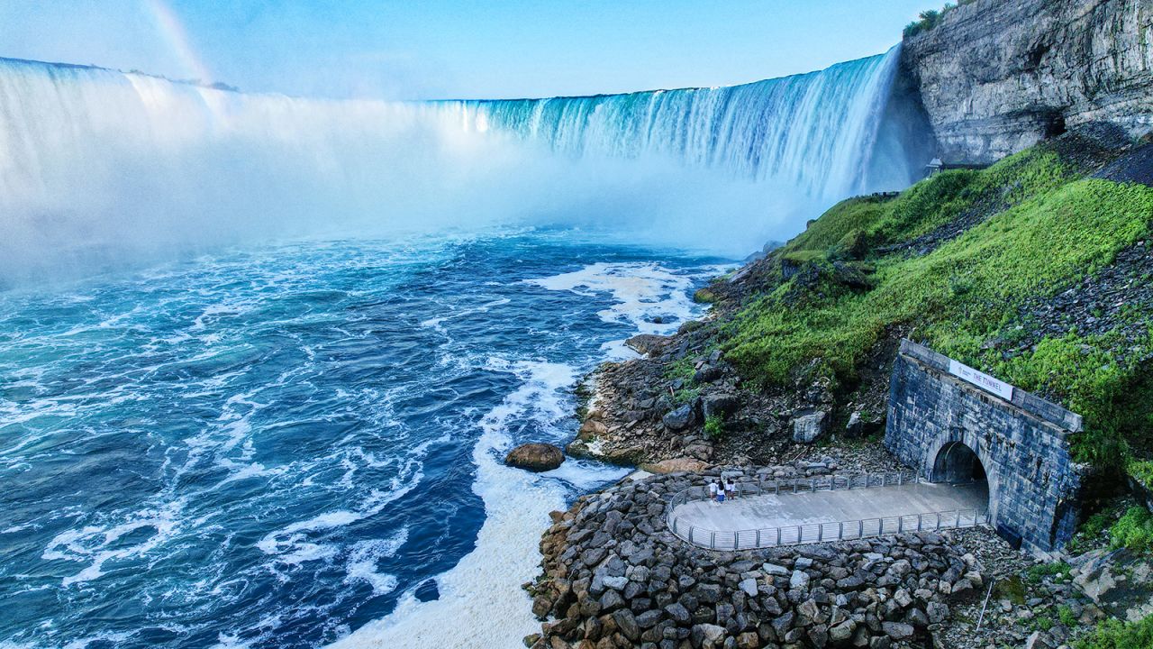 Tourists can now walk out onto a platform to view Niagara Falls.