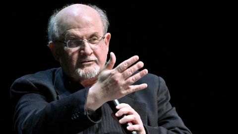 British author Salman Rushdie speaks as he presents his book "Quichotte" at the Volkstheater in Vienna, Austria, on November 16, 2019.