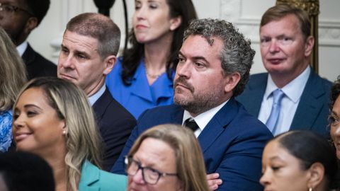 Keenan, center, is seen during a ceremony for the unveiling of the official White House portraits of Obama and former first lady Michelle Obama in Washington, DC, on September 7, 2022.